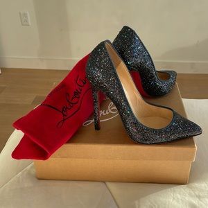 💙 Christian Louboutin blue glitter 120 pigalles sz 36💙